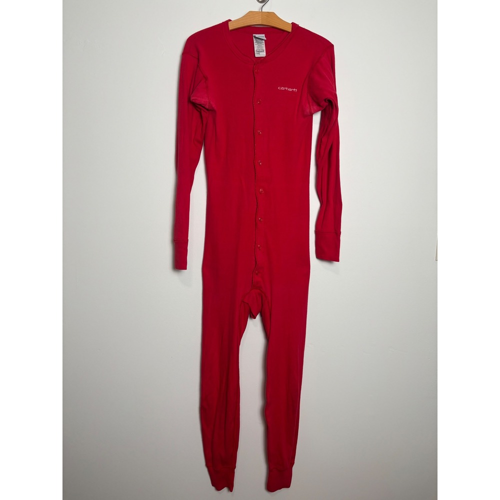Carhartt Mens Union Suit M Red Vintage 2005 Cotton Thermal K12RED Made in USA